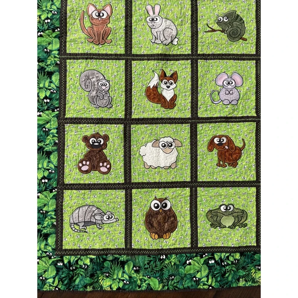 Woodland Animal Baby Quilt Handmade Lightweight Winsome Critters Crib 46x38